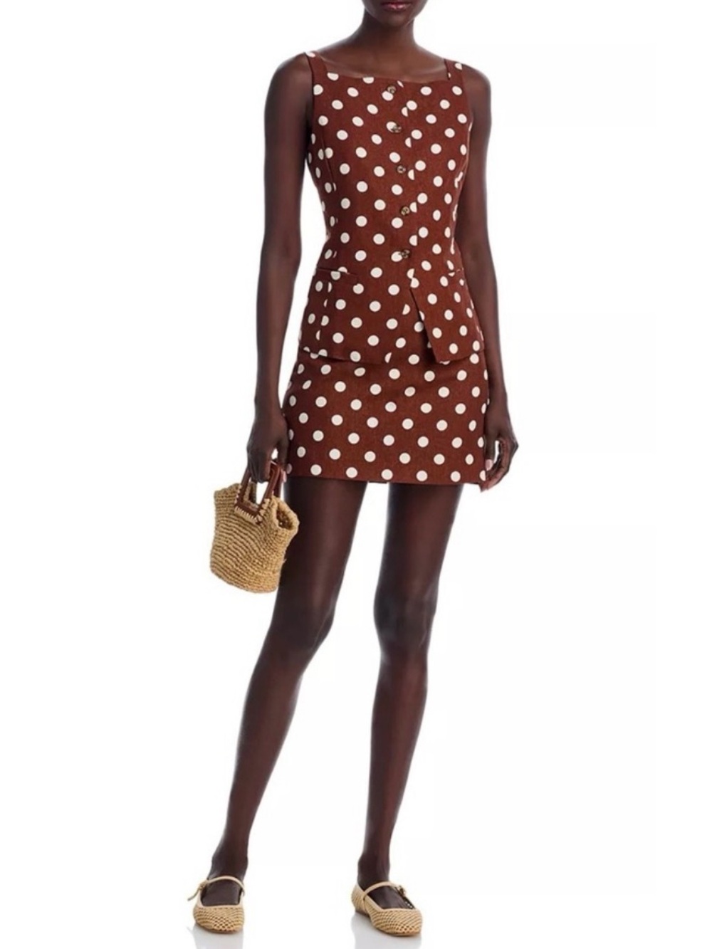 Wayf Brown Polka Dot Two Piece Set